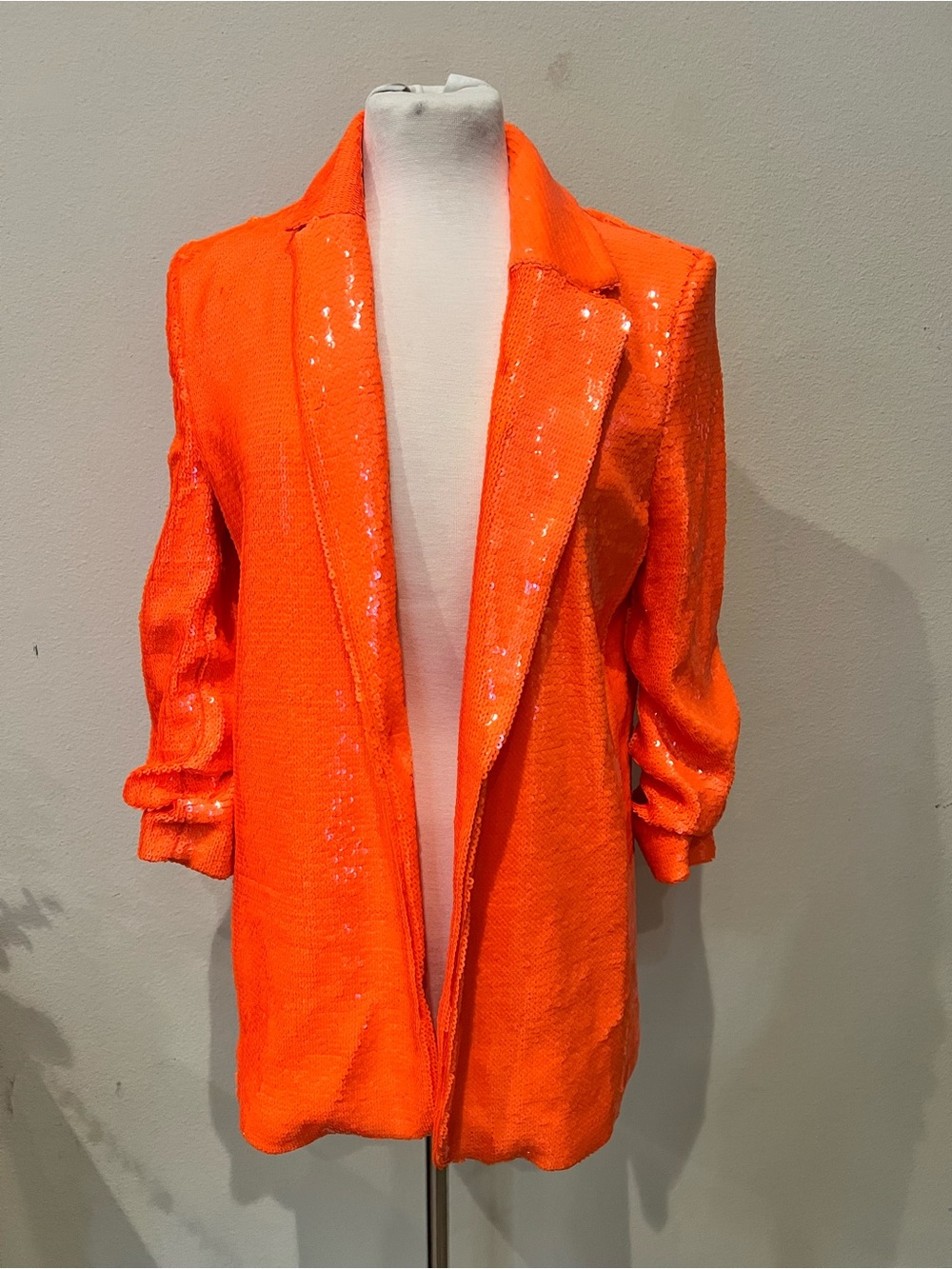 River Island Orange Sequin-Detail Women's Blazer Coat Size 6 NEW